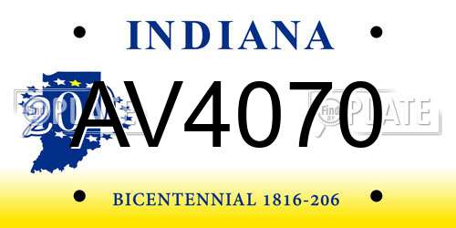 AV4070 Indiana License Plate