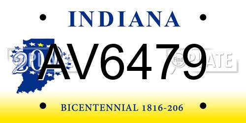 AV6479 Indiana License Plate