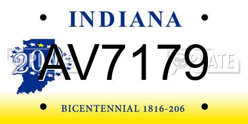 AV7179 Indiana License Plate