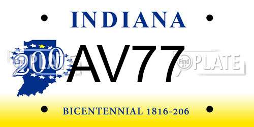 AV77 Indiana License Plate