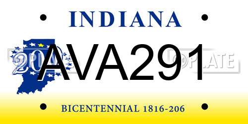 AVA291 Indiana License Plate