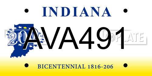 AVA491 Indiana License Plate
