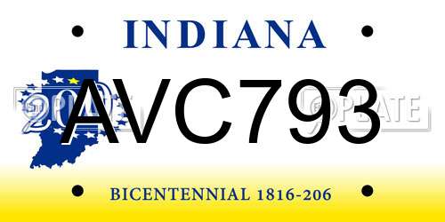 AVC793 Indiana License Plate