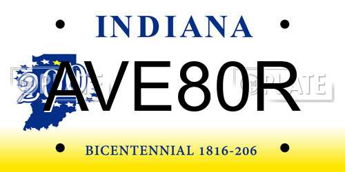 AVE80R Indiana License Plate