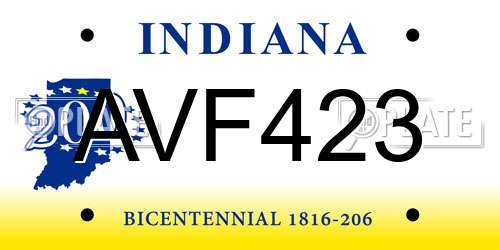 AVF423 Indiana License Plate