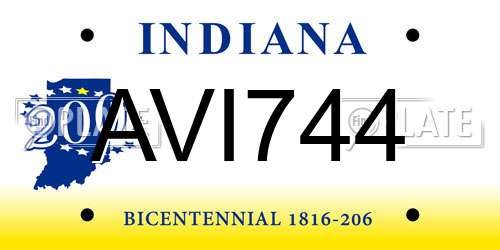 AVI744 Indiana License Plate