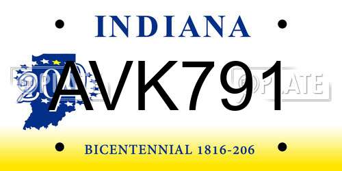 AVK791 Indiana License Plate