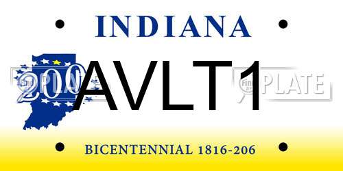 AVLT1 Indiana License Plate