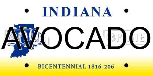 AVOCADO Indiana License Plate