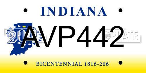 AVP442 Indiana License Plate