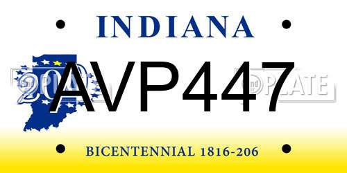 AVP447 Indiana License Plate