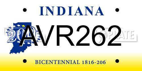 AVR262 Indiana License Plate