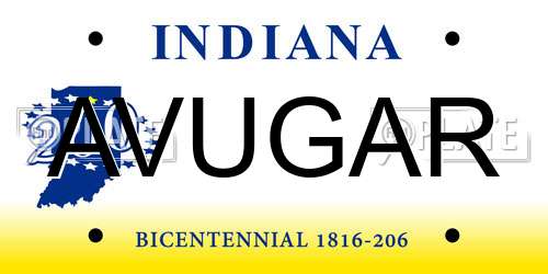 AVUGAR Indiana License Plate