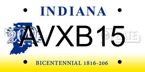 AVXB15 Indiana License Plate