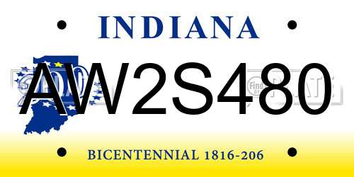 AW2S480 Indiana License Plate