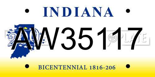 AW35117 Indiana License Plate