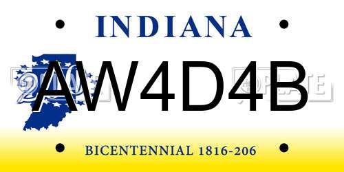 AW4D4B Indiana License Plate