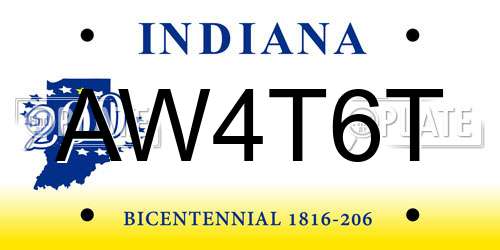 AW4T6T Indiana License Plate