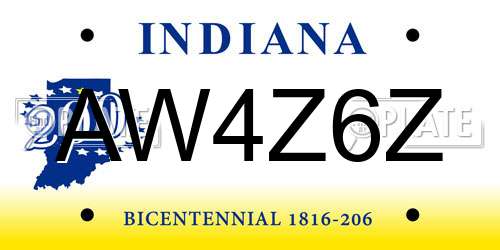 AW4Z6Z Indiana License Plate