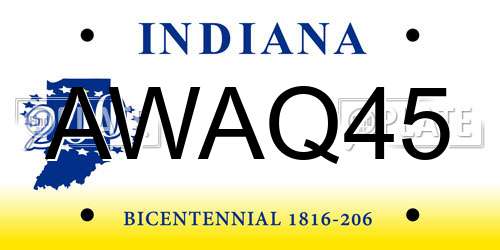 AWAQ45 Indiana License Plate