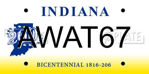 AWAT67 Indiana License Plate