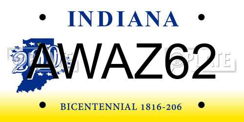AWAZ62 Indiana License Plate