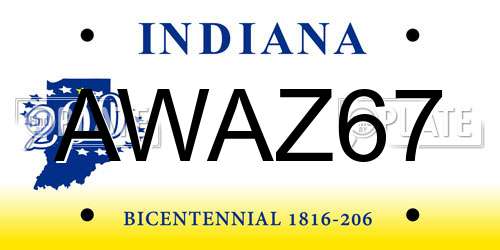 AWAZ67 Indiana License Plate