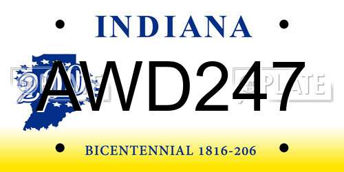 AWD247 Indiana License Plate