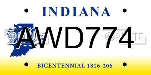AWD774 Indiana License Plate