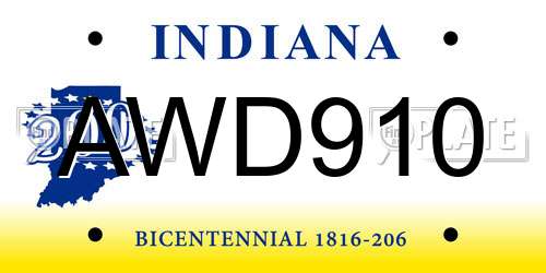 AWD910 Indiana License Plate