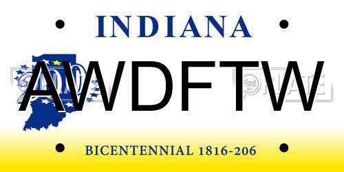 AWDFTW Indiana License Plate