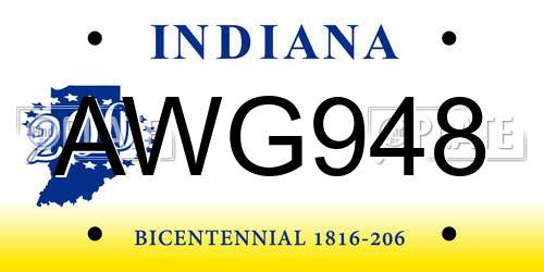 AWG948 Indiana License Plate