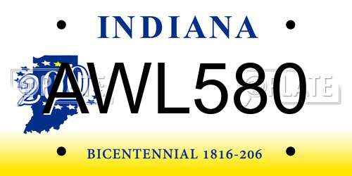 AWL580 Indiana License Plate