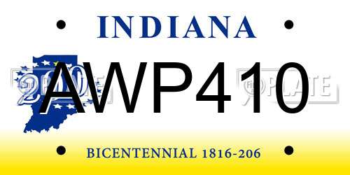 AWP410 Indiana License Plate