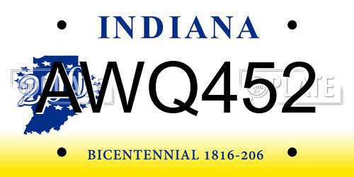 AWQ452 Indiana License Plate