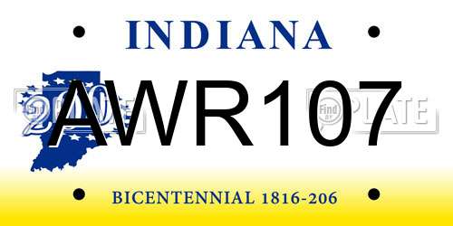 AWR107 Indiana License Plate