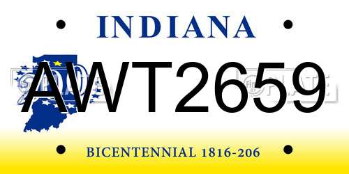 AWT2659 Indiana License Plate