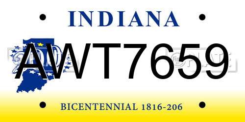 AWT7659 Indiana License Plate