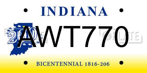 AWT770 Indiana License Plate