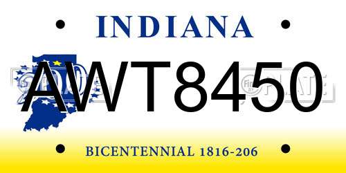 AWT8450 Indiana License Plate