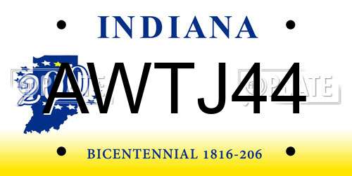 AWTJ44 Indiana License Plate