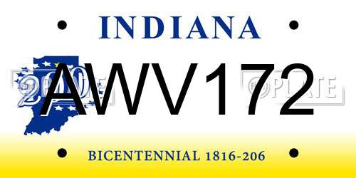 AWV172 Indiana License Plate