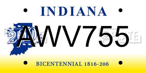 AWV755 Indiana License Plate