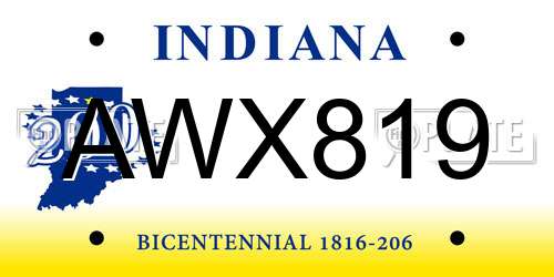 AWX819 Indiana License Plate