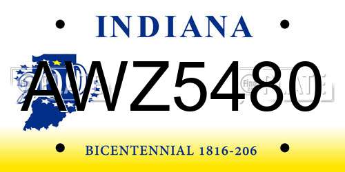 AWZ5480 Indiana License Plate
