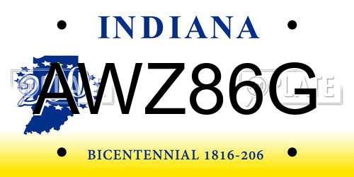 AWZ86G Indiana License Plate