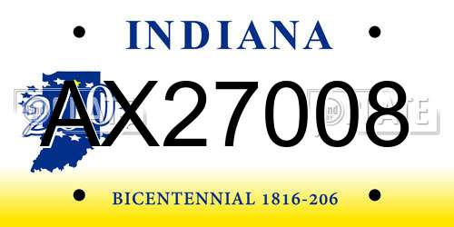 AX27008 Indiana License Plate