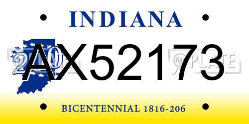 AX52173 Indiana License Plate