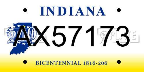 AX57173 Indiana License Plate