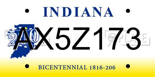 AX5Z173 Indiana License Plate